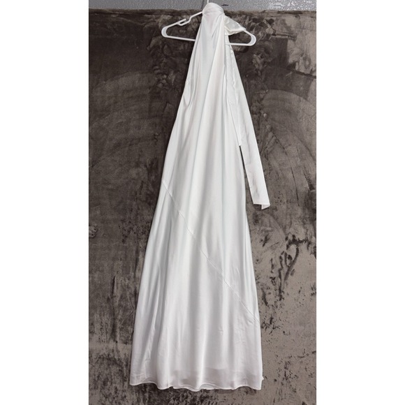 Show Me Your Mumu Lisa Maxi Dress Ivory Satin Halter Bridal Gown Size Small - Picture 5 of 10